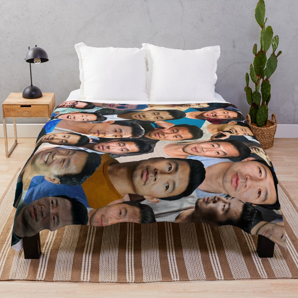 Simu Liu photo collage plush blanket