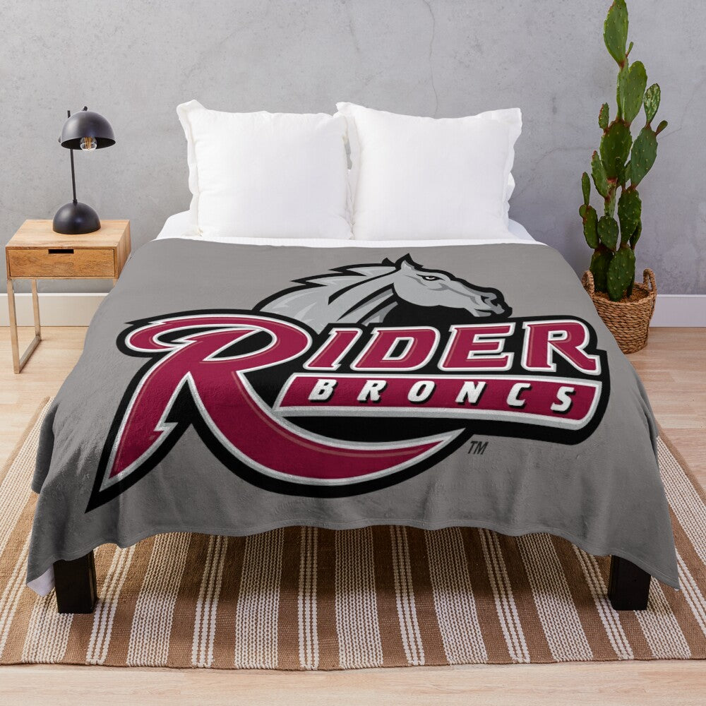 Rider Broncs Plush Blanket for College Sports Enthusiasts