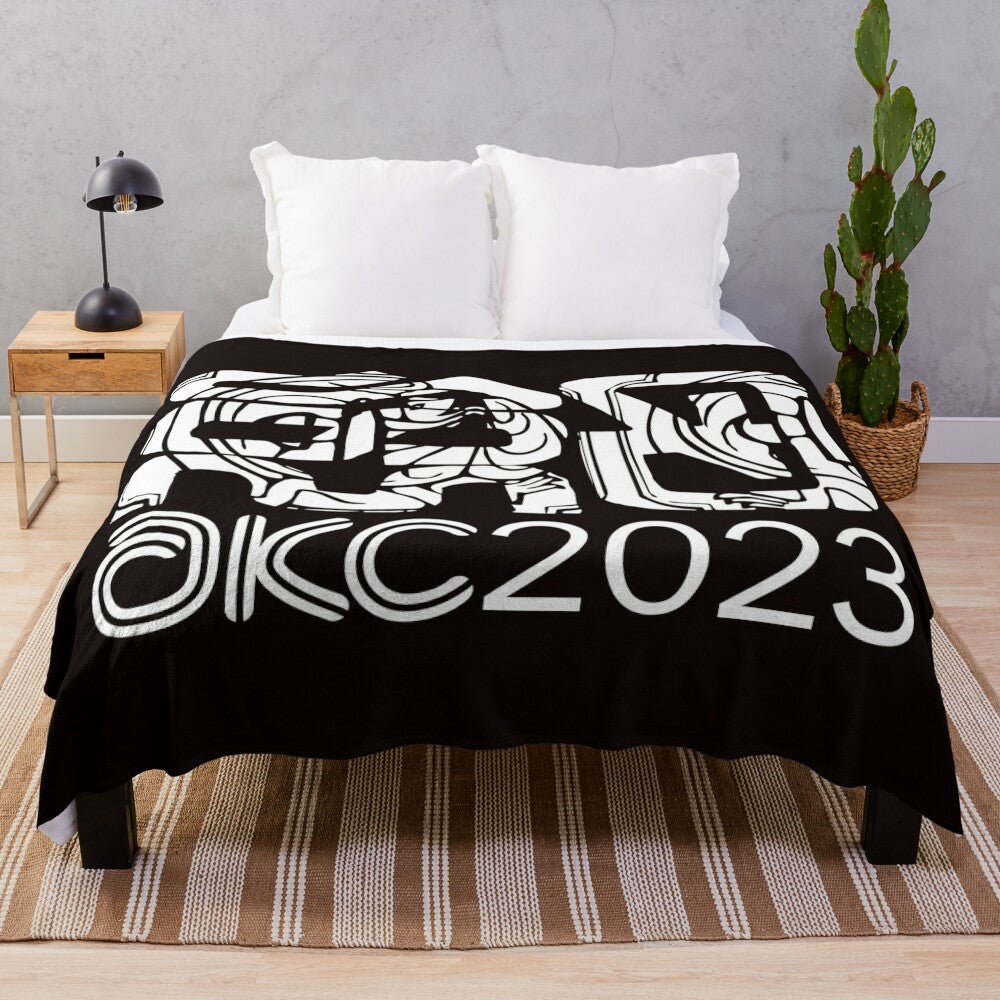 Plush blanket featuring a design inspired by kendo and Australian martial arts culture