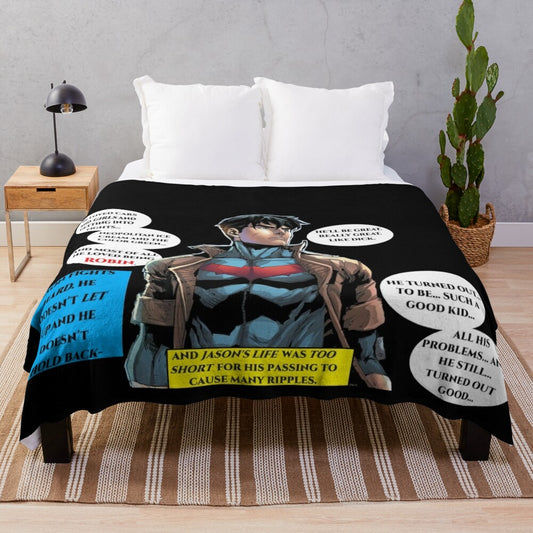 Jason Todd, the Red Hood, featured on a cozy plush blanket