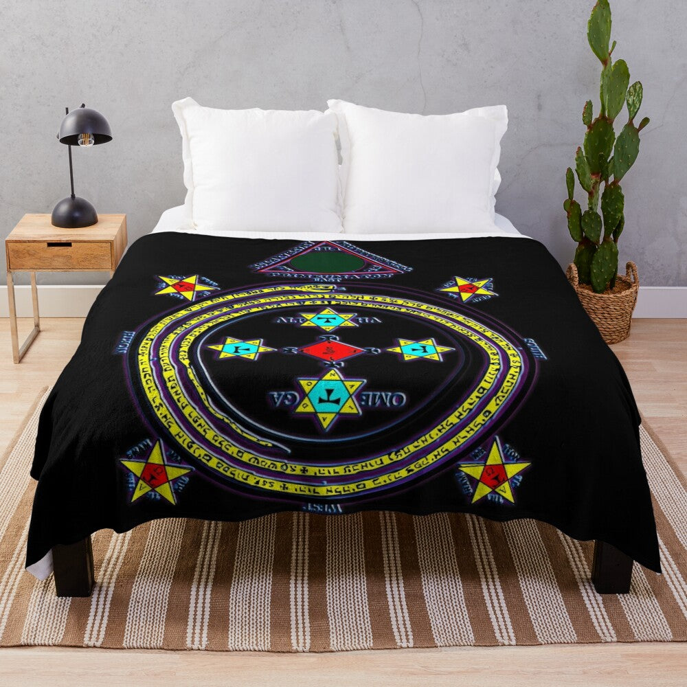 Occult plush blanket with Solomon Circle Goetia design