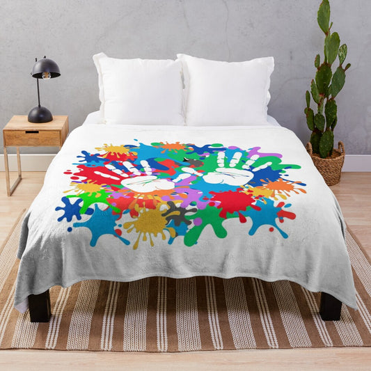 Colorful abstract hands design plush blanket