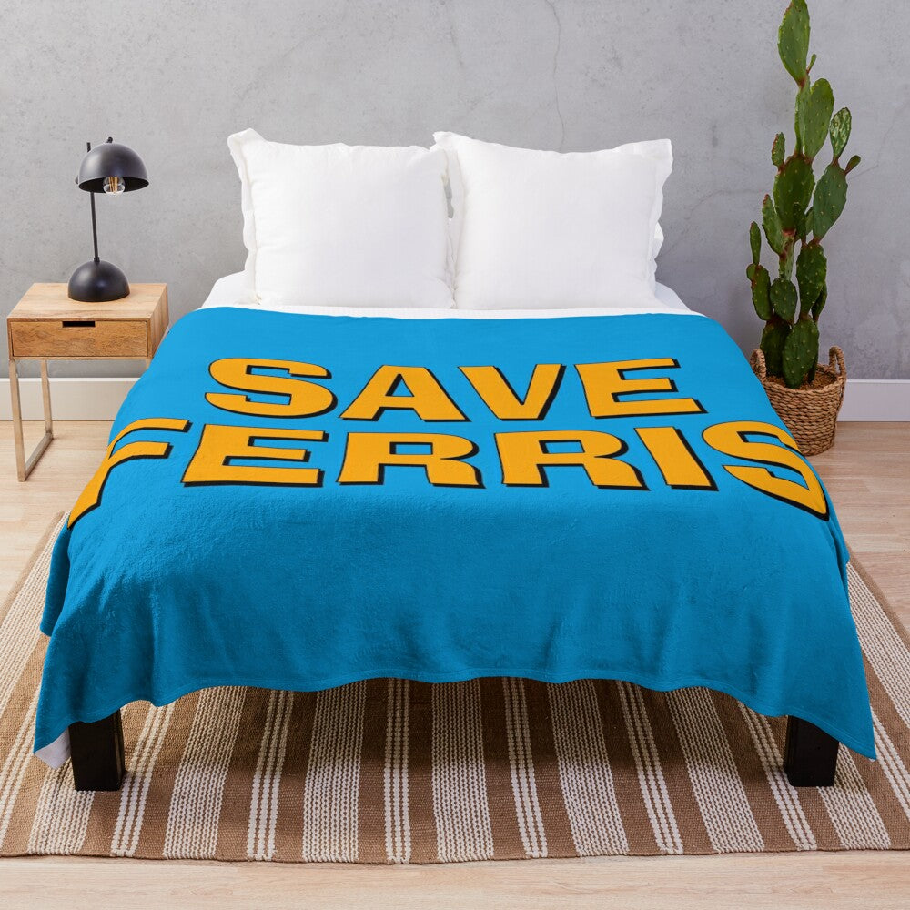 "Save Ferris" Retro Movie Inspired Plush Blanket