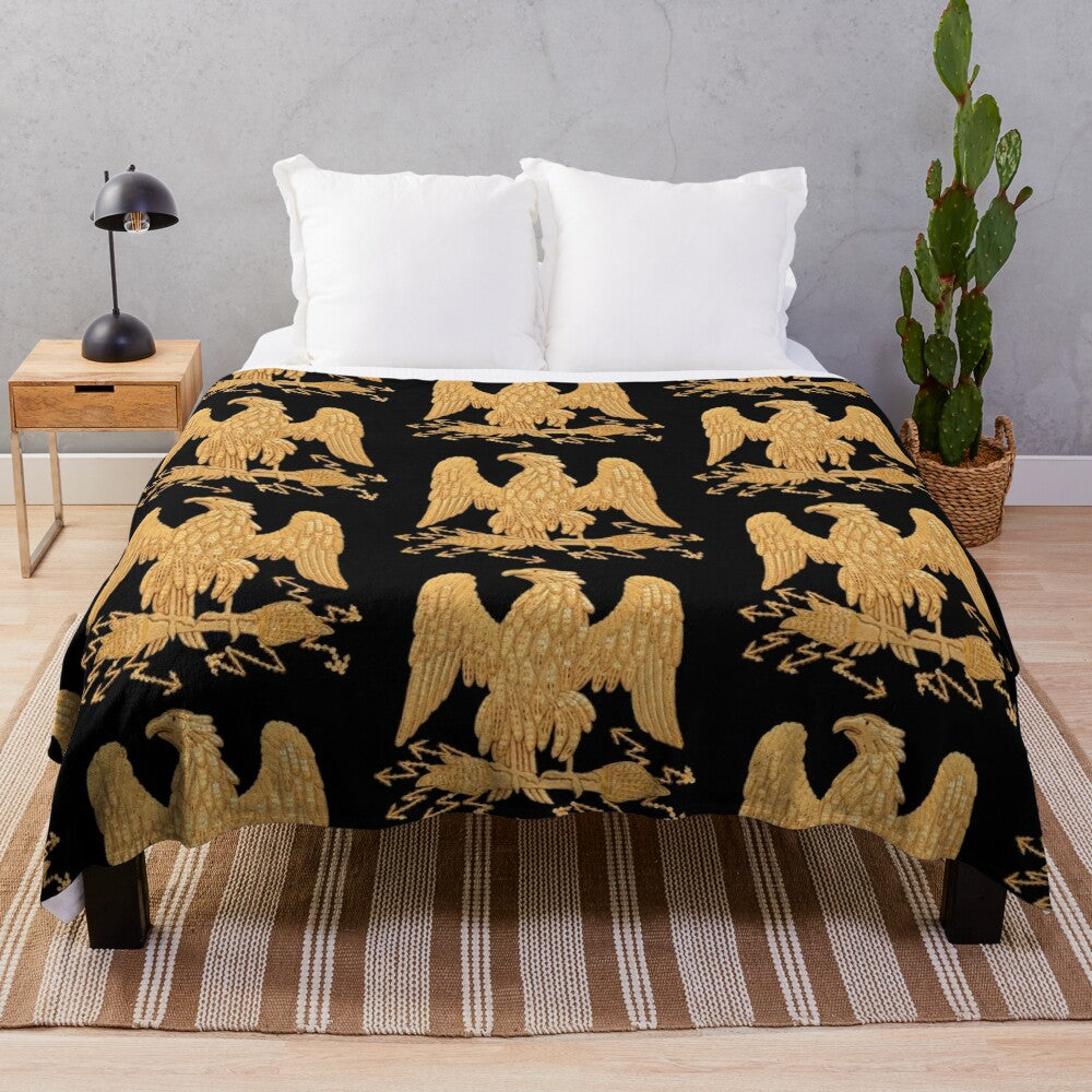 Cozy plush blanket featuring the Napoleonic French Imperial Eagle design