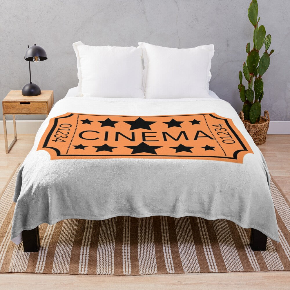 Vintage movie ticket plush blanket