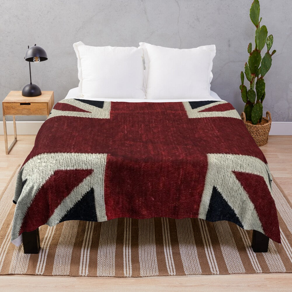 Plush blanket featuring the Union Jack, the flag of the United Kingdom