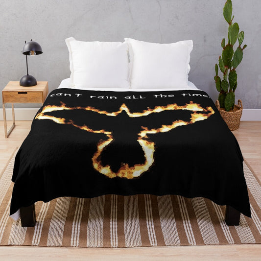 Crow-themed plush blanket with gothic and supernatural design