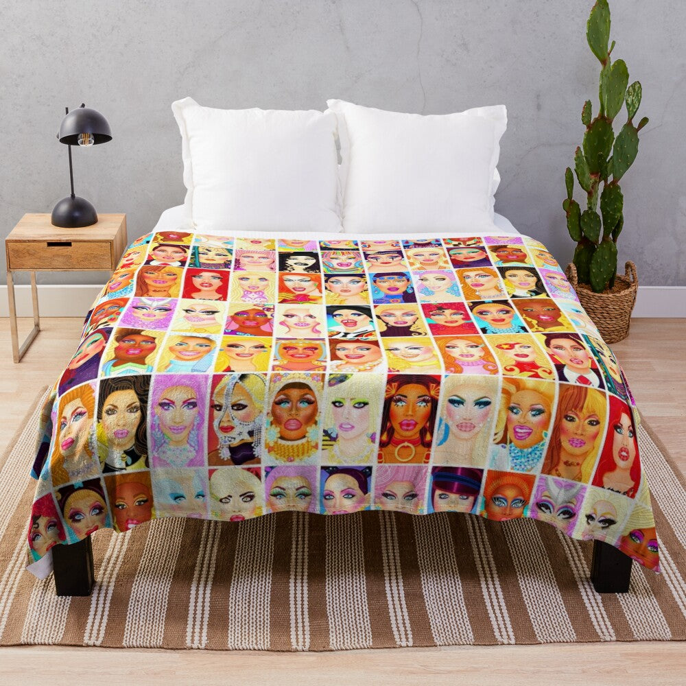 Drag Queen Inspired Plush Blanket with Colorful Design