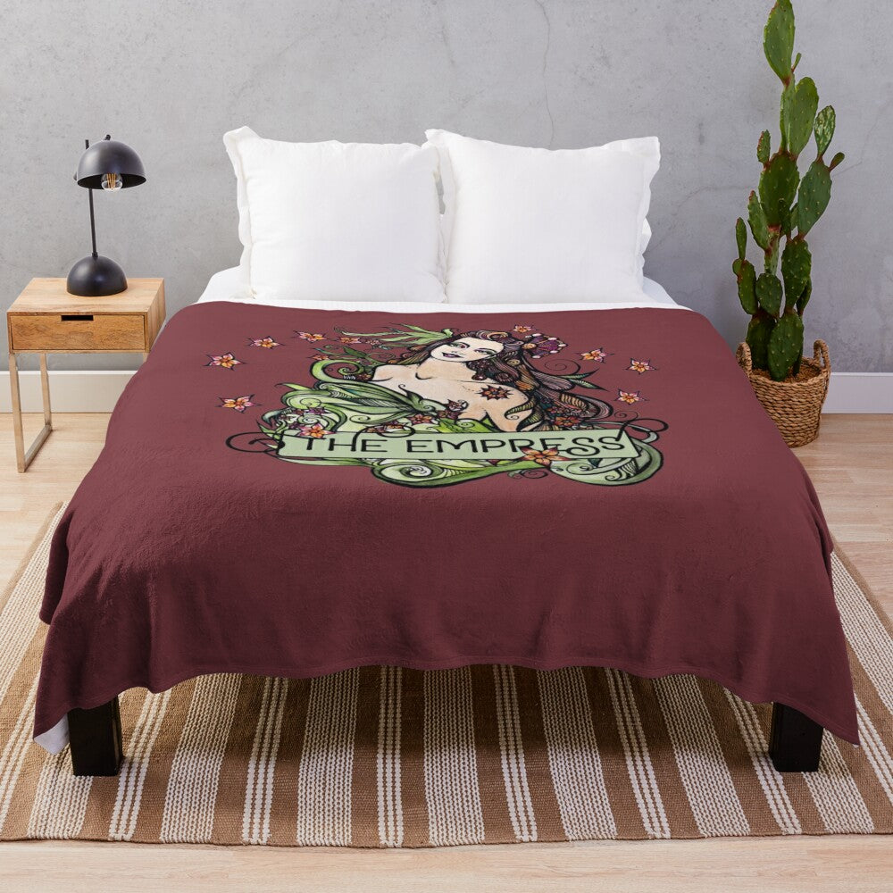 The Empress Plush Blanket featuring a tarot card design