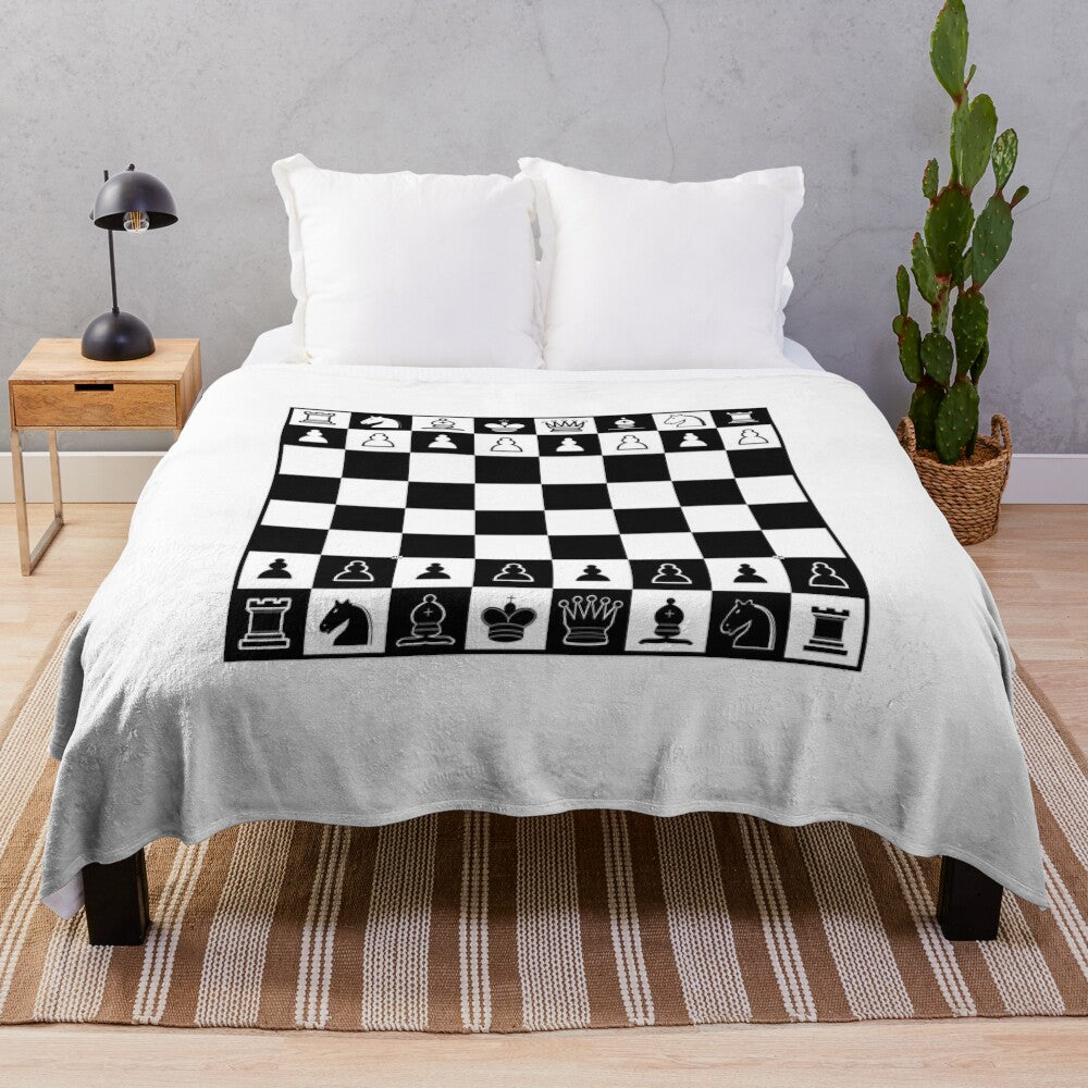 Chess themed plush blanket