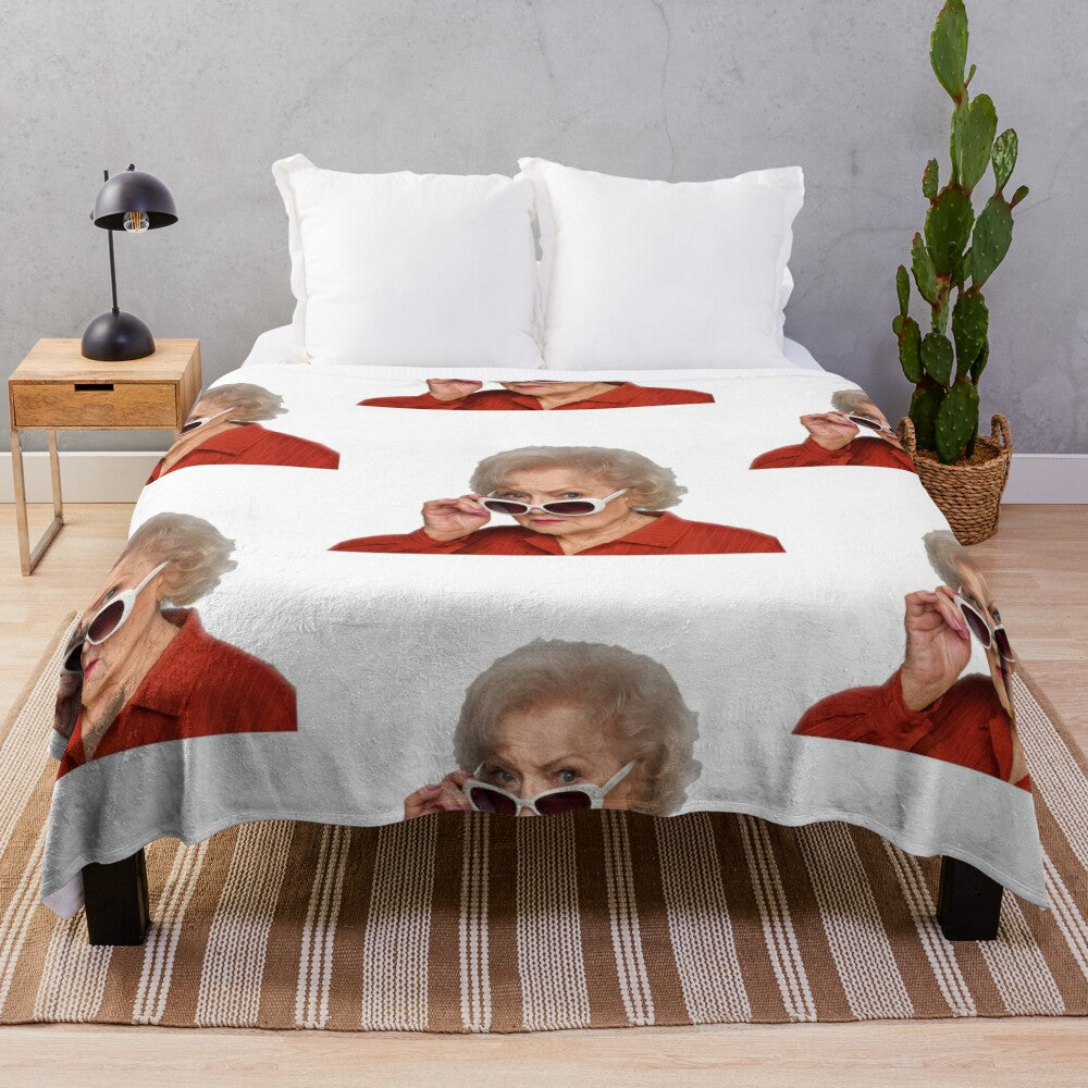 Cozy Betty White-themed plush blanket