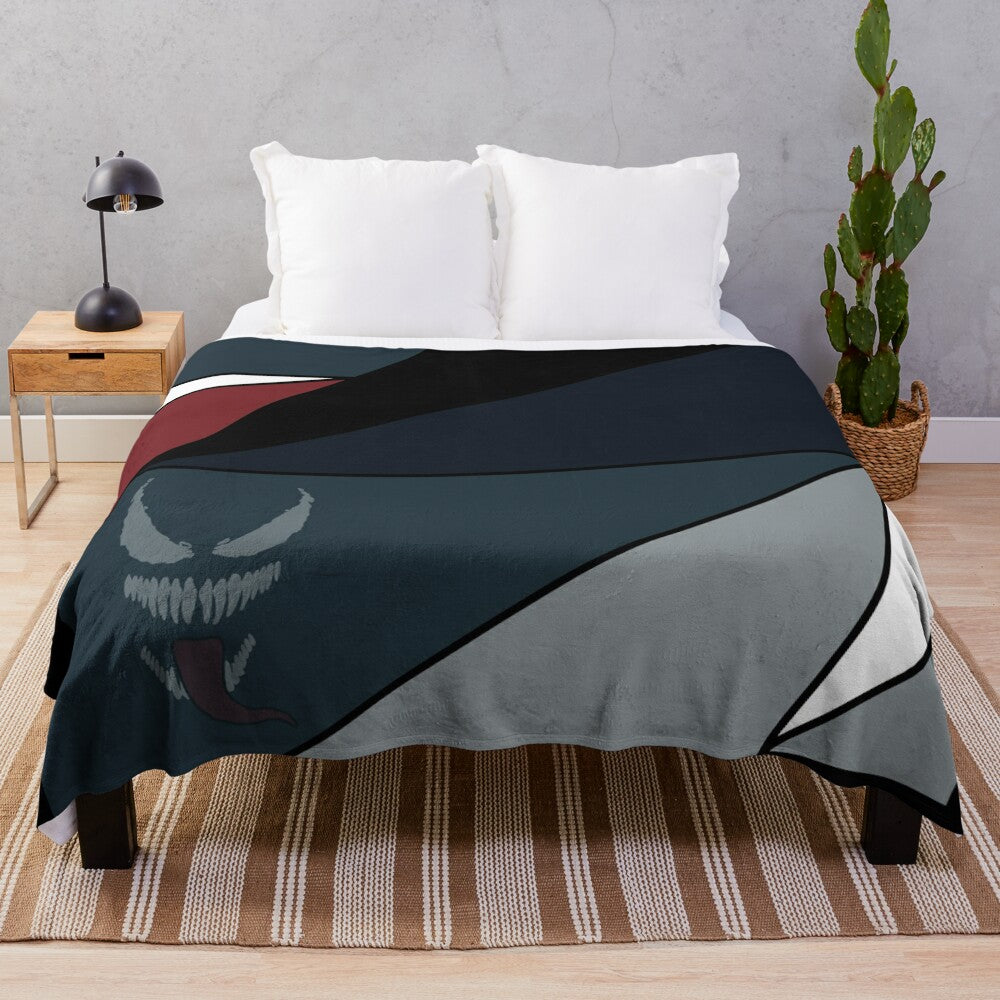 Abstract plush blanket featuring Eddie Brock inspired design