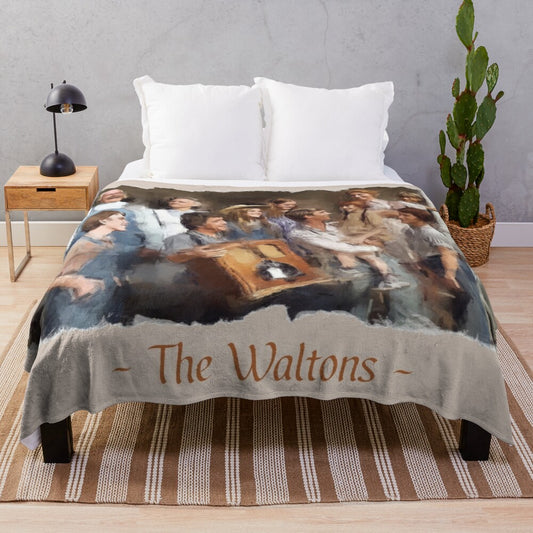 Waltons-Inspired Plush Blanket with Characters from the Classic 1970s TV Series