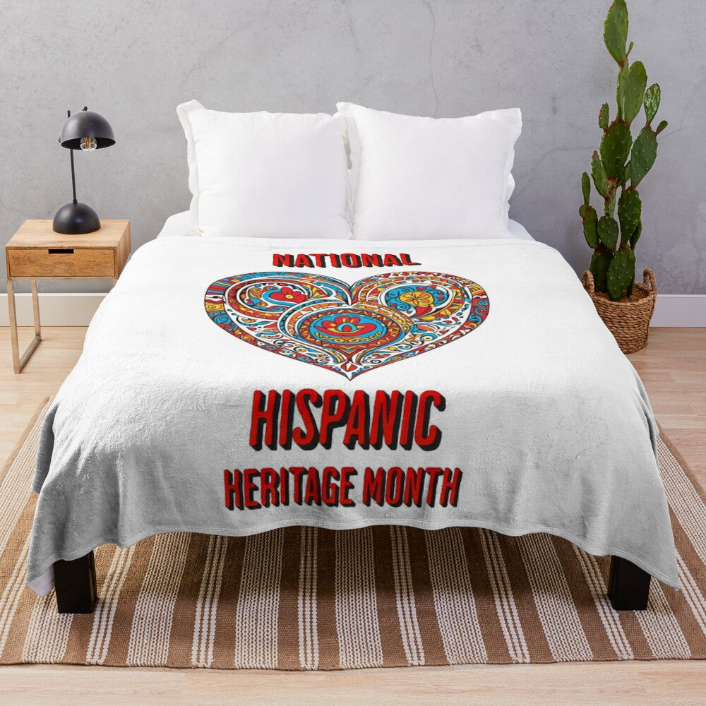 National Hispanic Heritage Month plush blanket featuring the colors of the Spanish flag