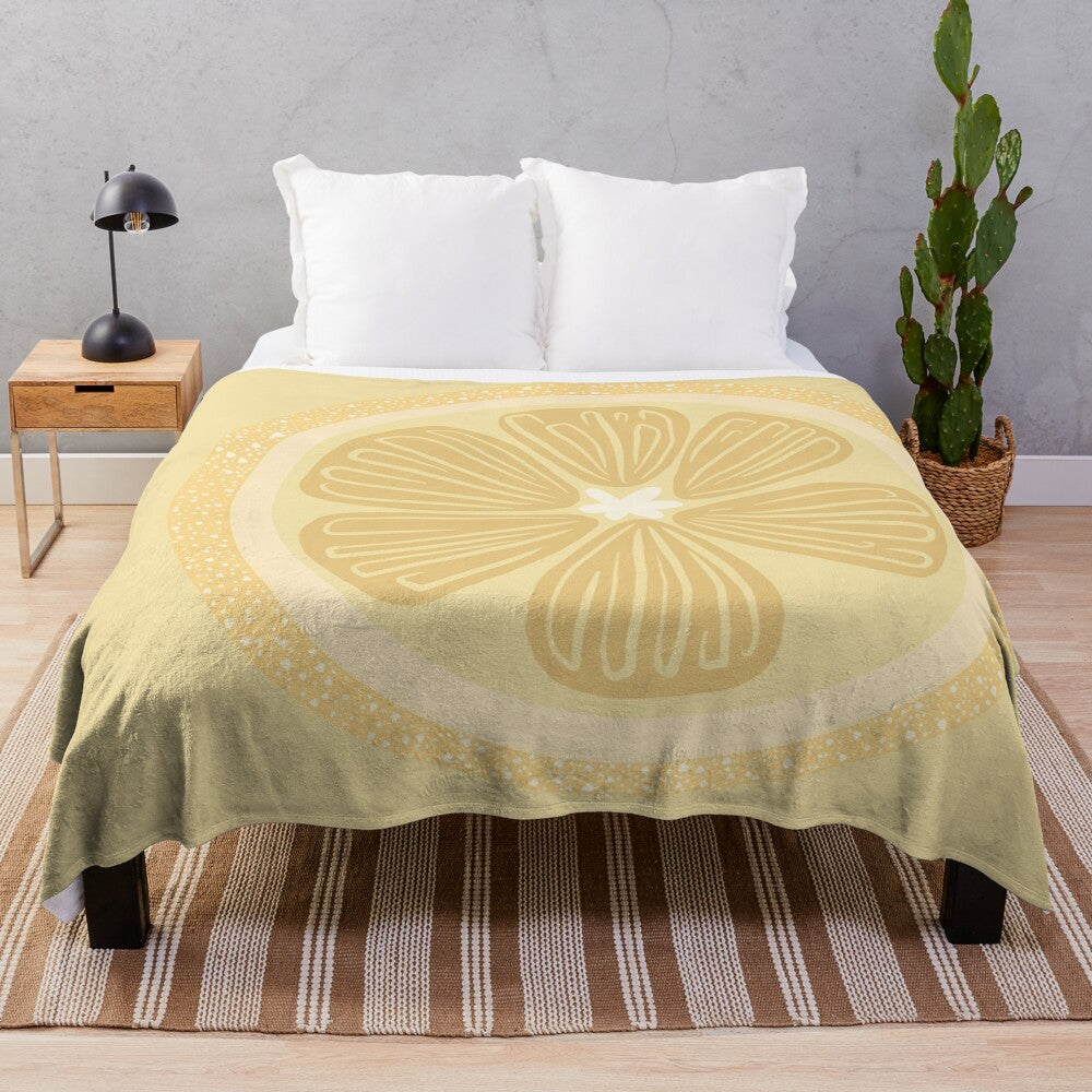 Lemon slice plush blanket with a sweet, illustrated design