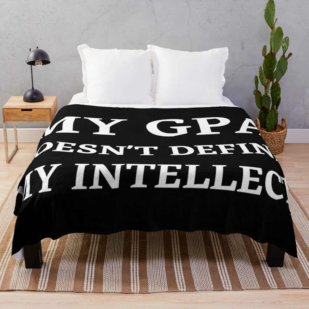 Plush blanket with inspirational quote for students