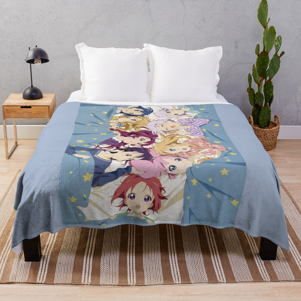 Yuru Yuri inspired plush blanket with cute anime girls