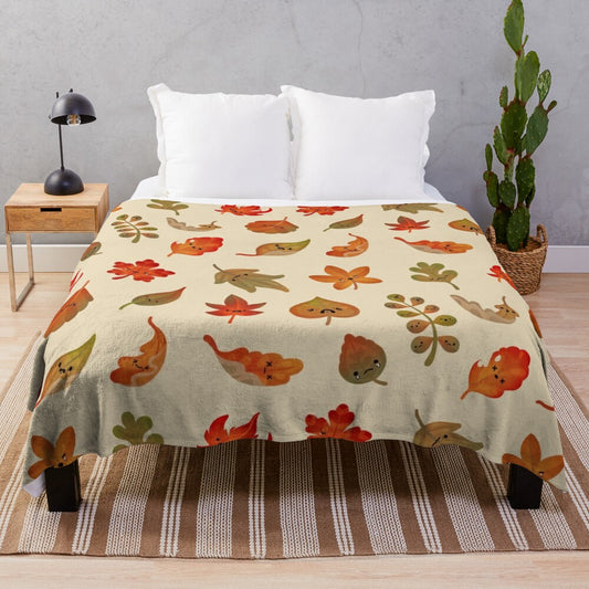 Plush blanket featuring a sad fallen leaves design