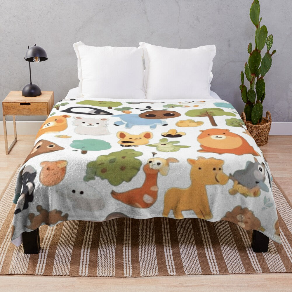 Whimsical animal plush blanket featuring cute and funny animal designs