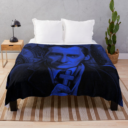 Vintage Peter Cushing Horror-Inspired Plush Blanket