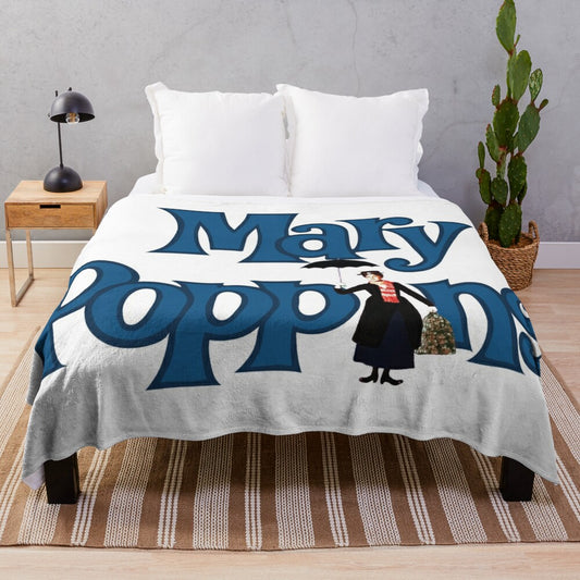 Vintage-style Mary Poppins plush blanket featuring Julie Andrews