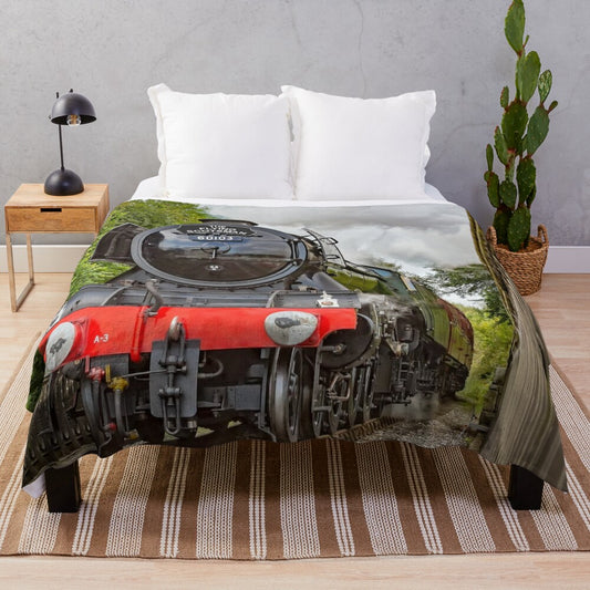 Plush blanket featuring the iconic British steam train, The Flying Scotsman 60103