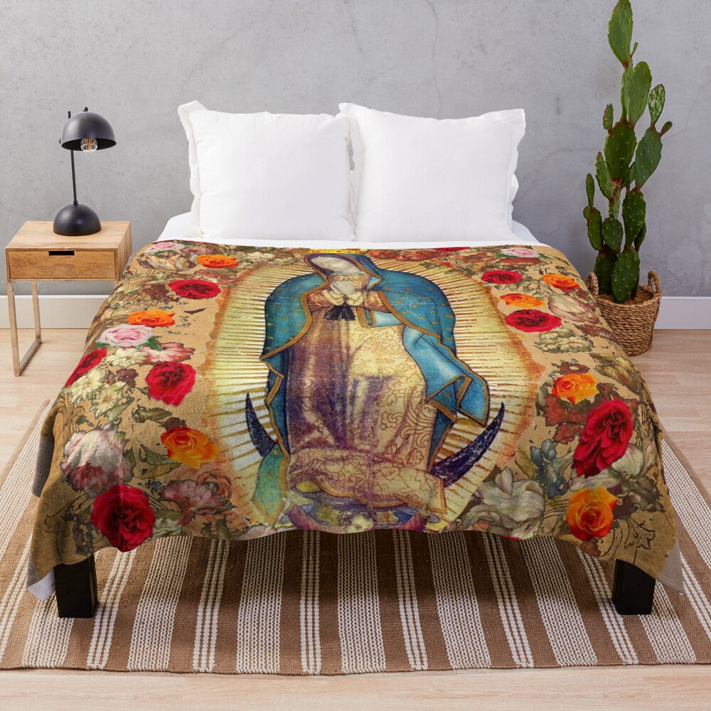 Plush blanket featuring the image of the Virgin Mary, Our Lady of Guadalupe