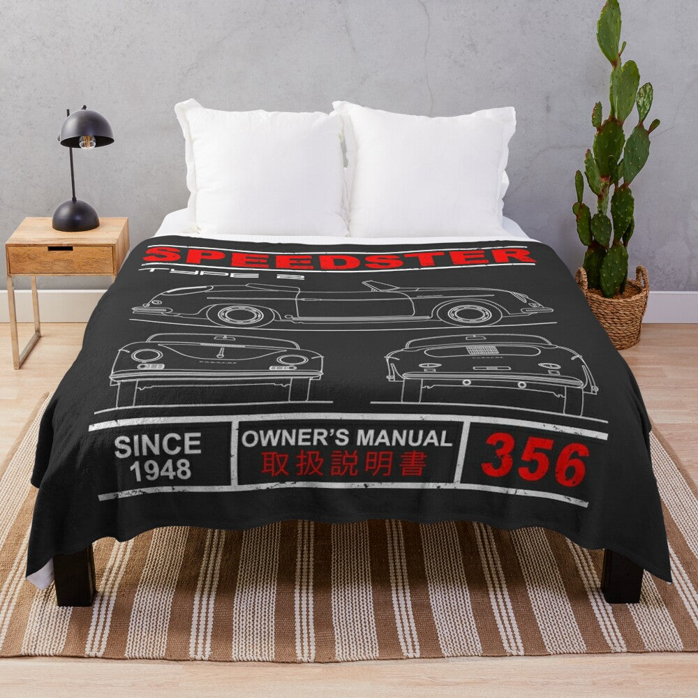 356 Speedster Blueprint Plush Blanket