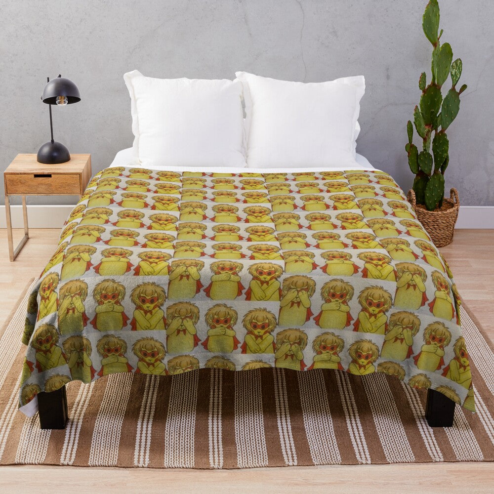 Superhero lion plush blanket for children