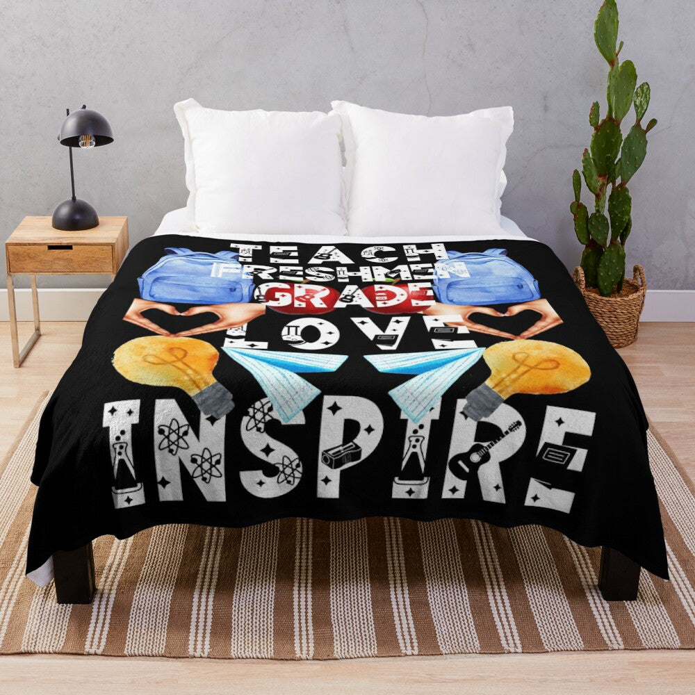 Plush blanket with the text "teach love inspire" for teachers and educators