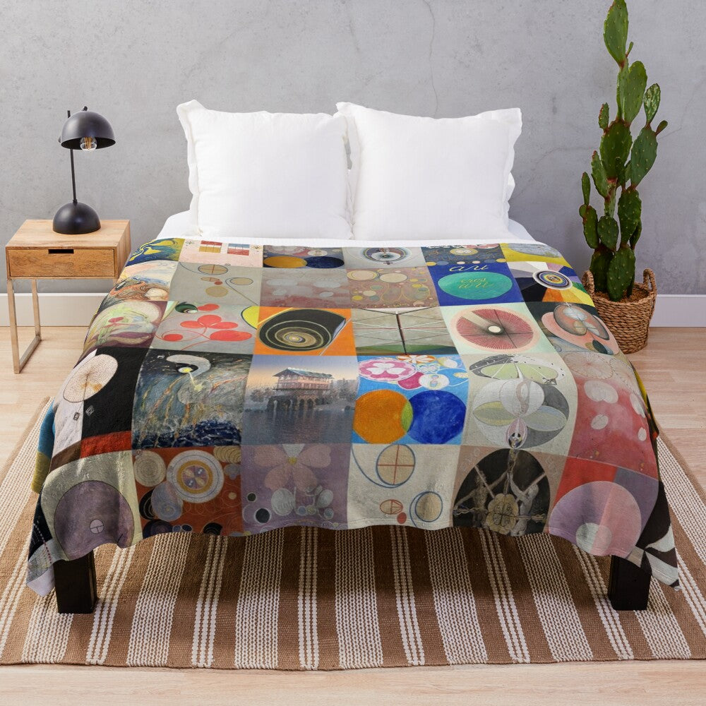 Hilma af Klint inspired plush blanket with abstract design