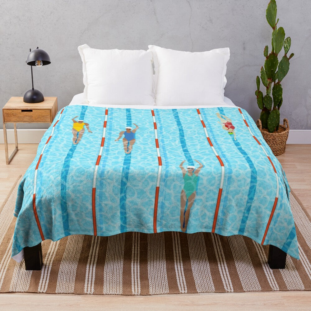 Plush blanket with swimming design