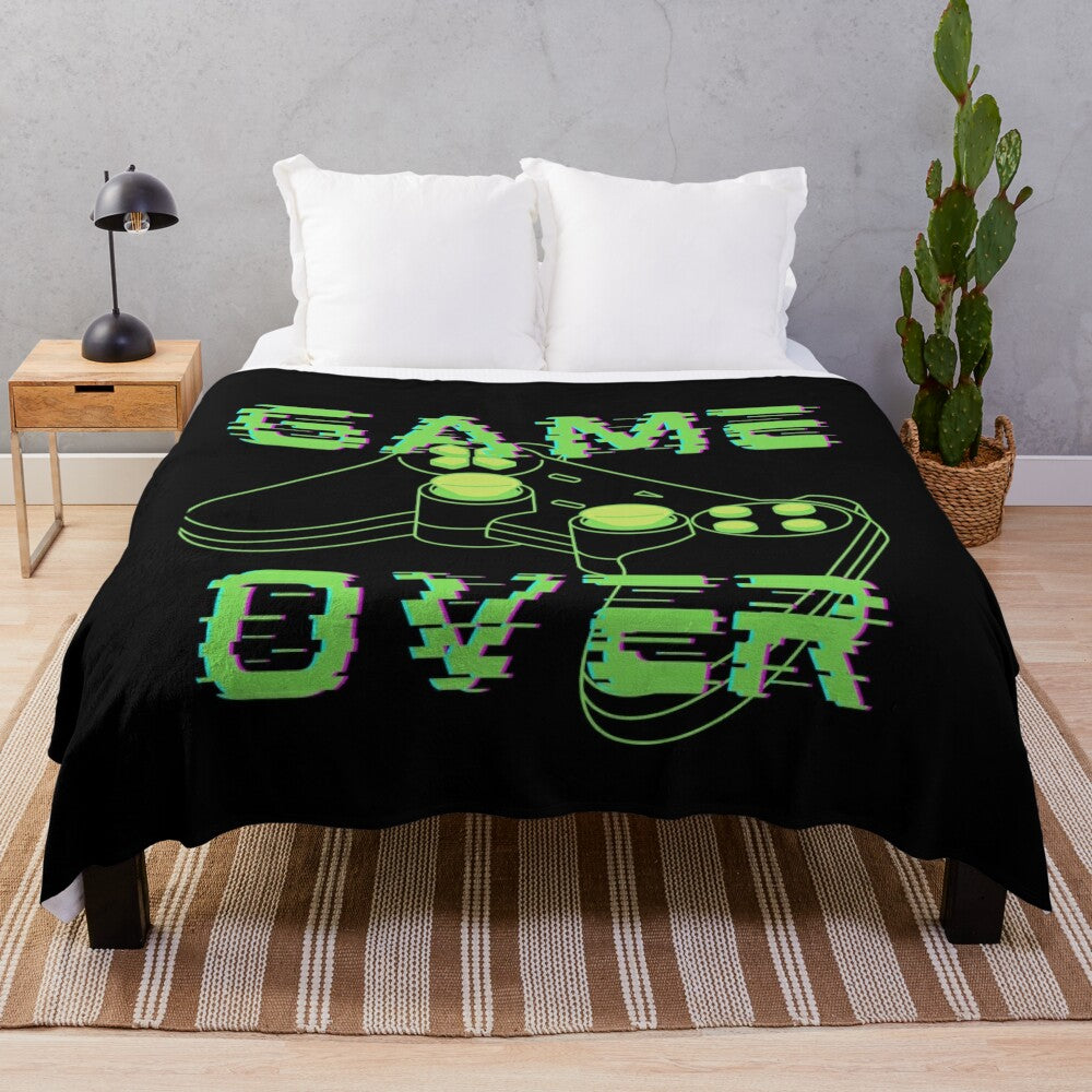 Cozy game blanket featuring "Game Over" design for gamers