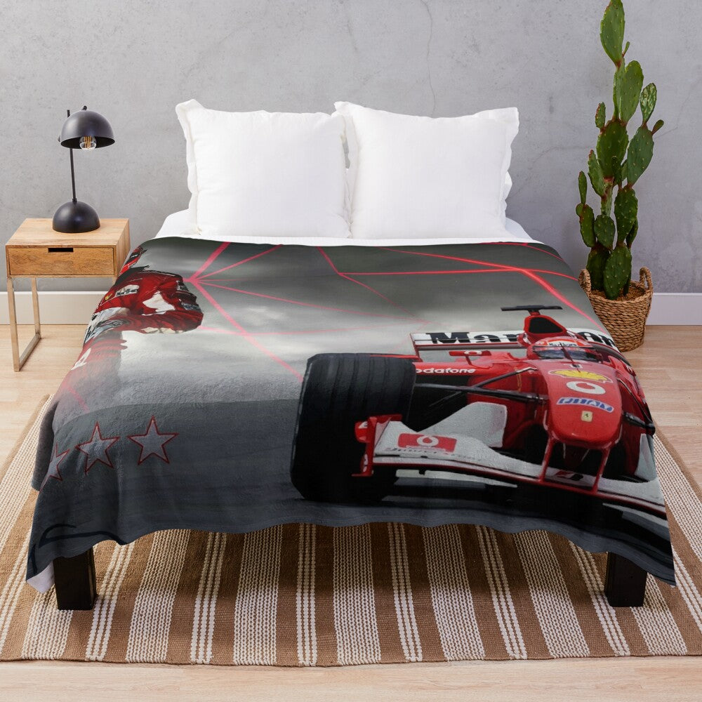 Michel Schumacher inspired plush blanket for Formula 1 and racing fans