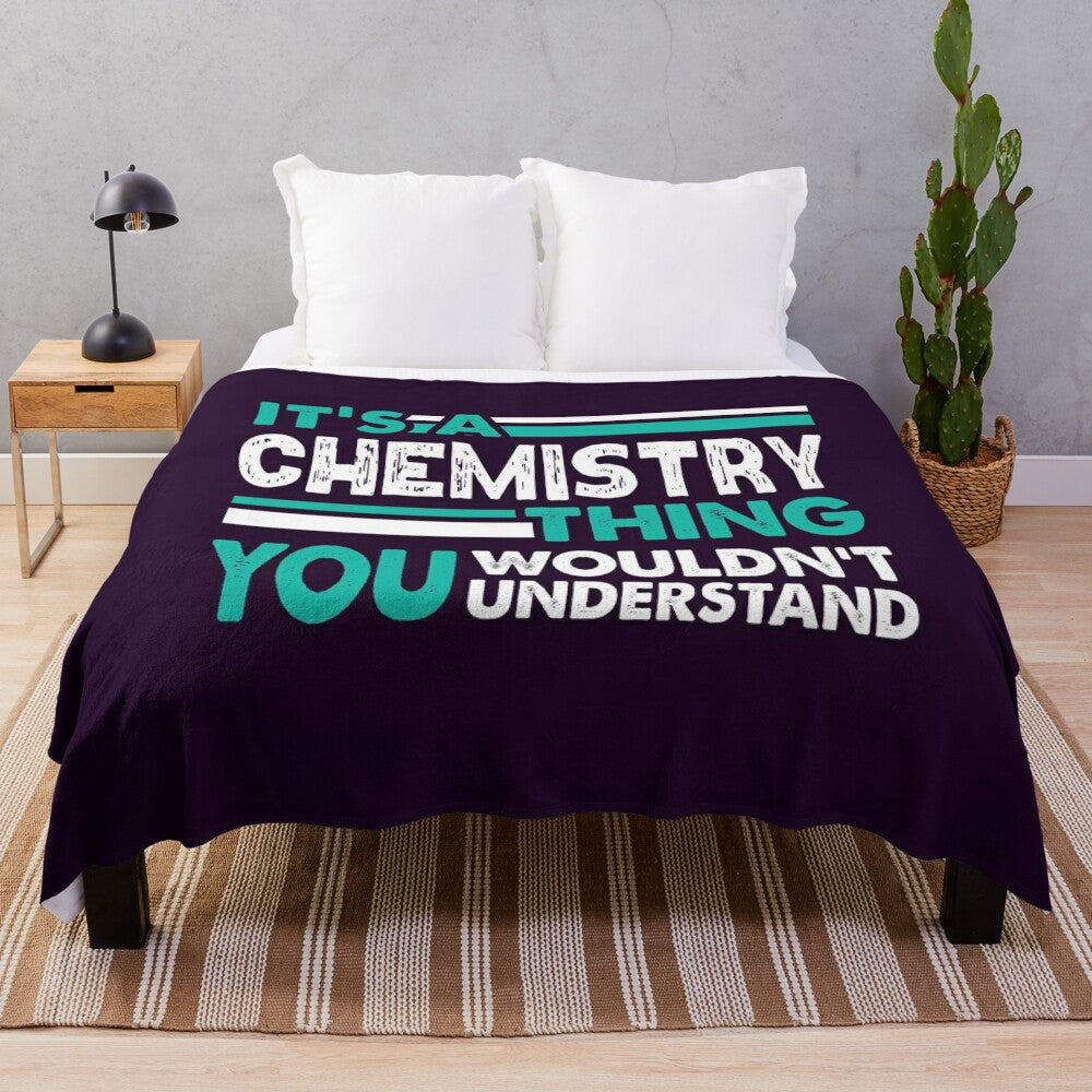 Plush blanket featuring chemistry-themed design for science students and professionals