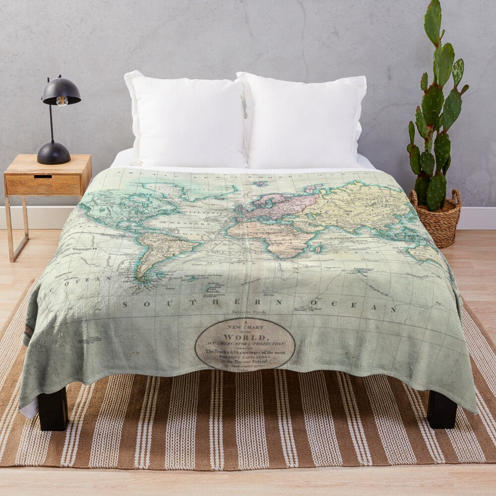 Vintage World Map (1801) Plush Blanket