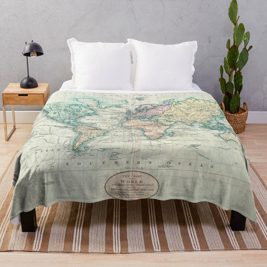 Vintage World Map (1801) Plush Blanket