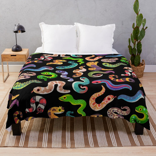 Soft plush blanket with a serpent or snake design, ideal for animal lovers