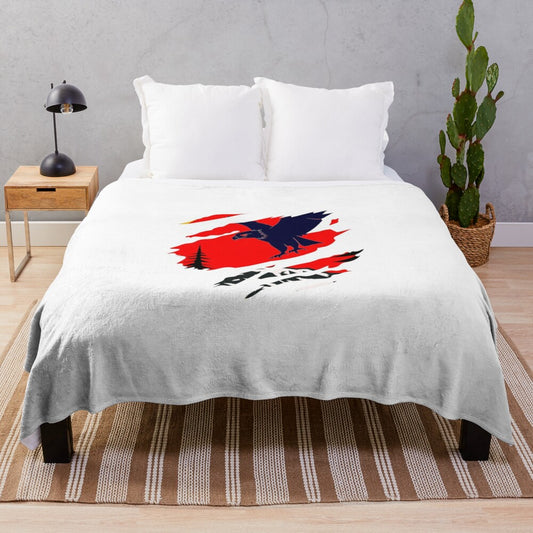 Plush eagle blanket featuring a majestic bird in flight