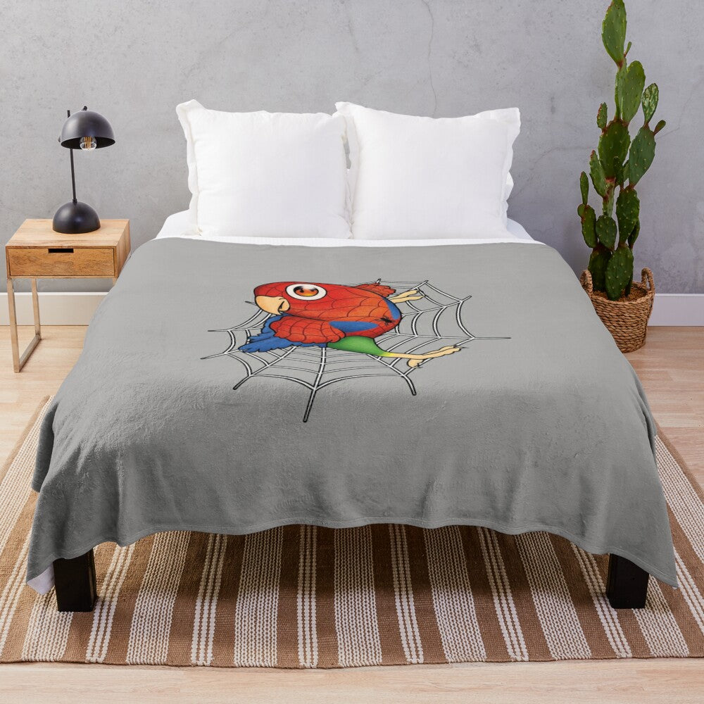 Agapornis roseicollis superhero plush blanket