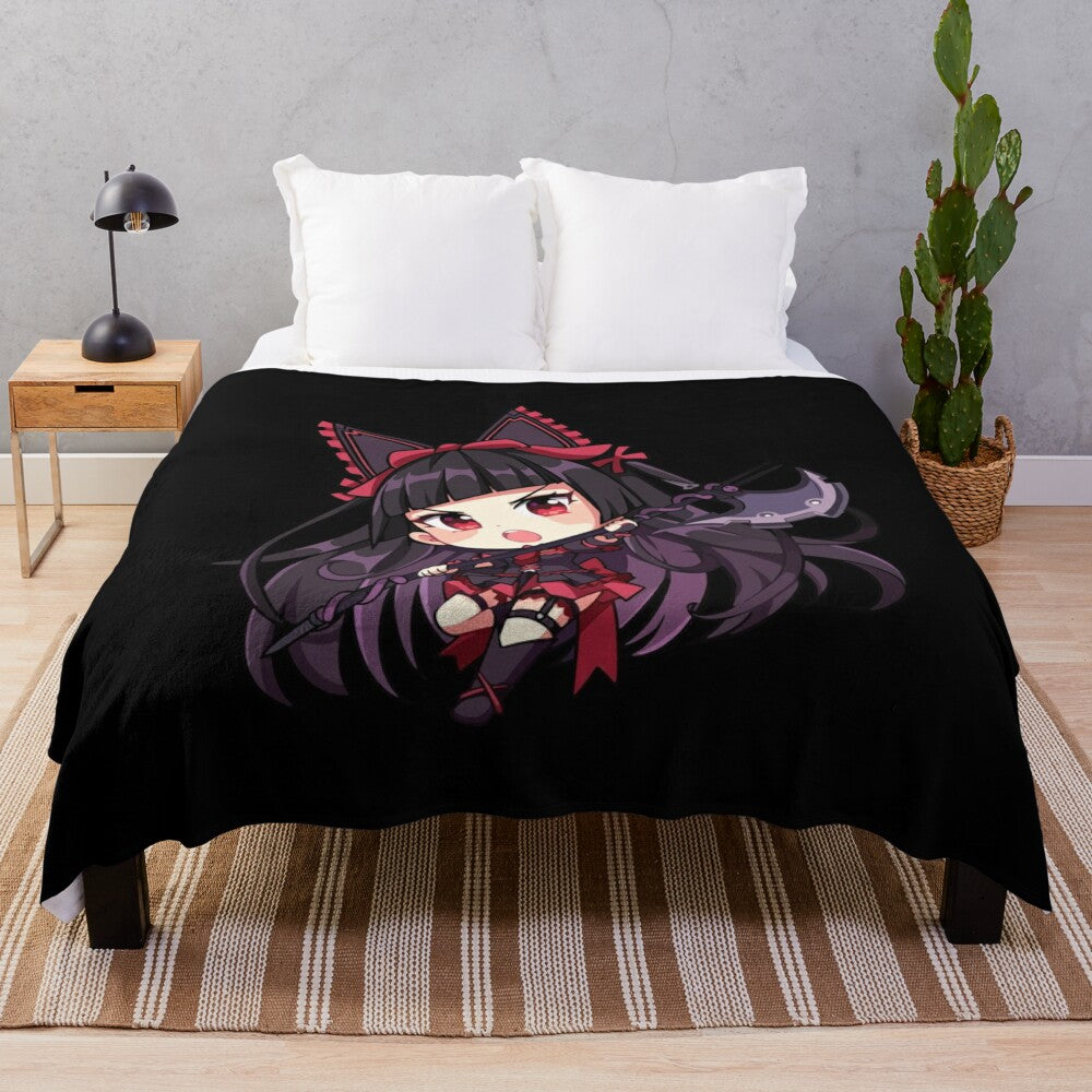 Rory Mercury chibi plush blanket featuring the anime girl character