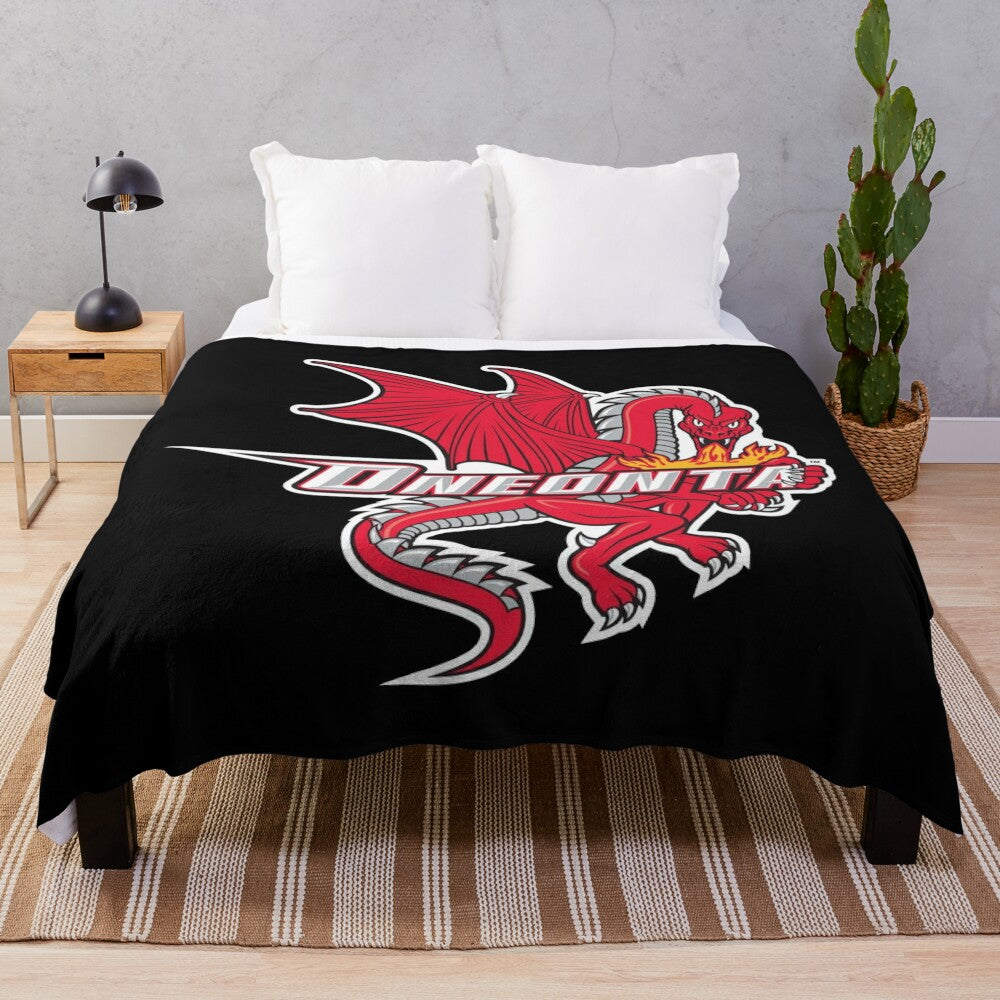 SUNY Oneonta Red Dragons-inspired plush blanket