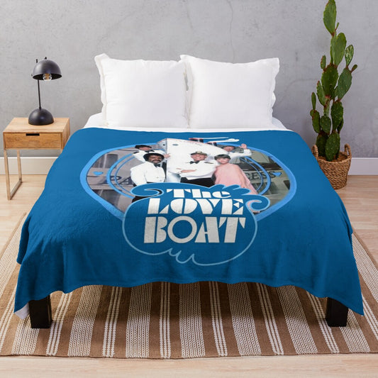 Cozy plush blanket with The Love Boat 70s retro design