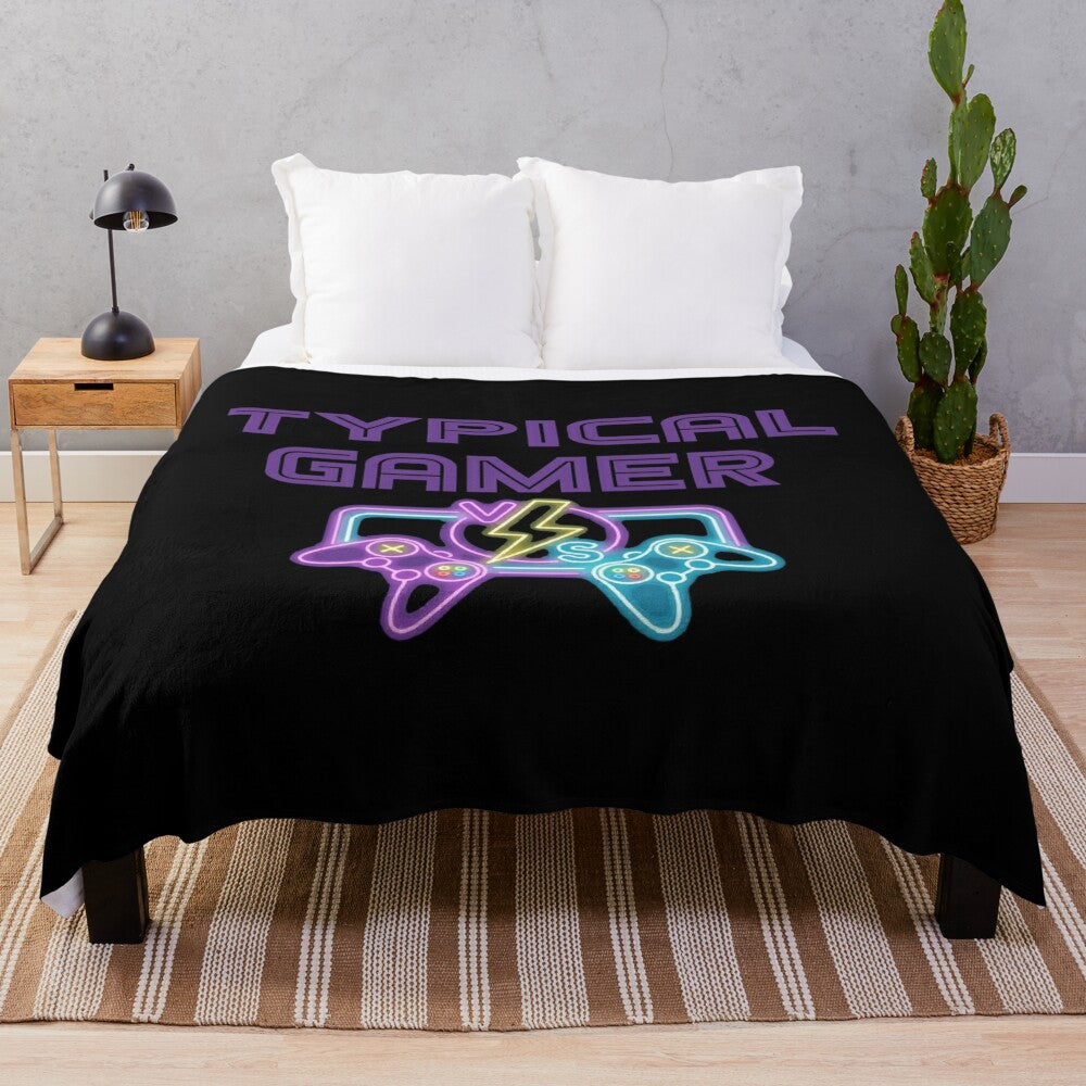 Typical gamer plush blanket for gaming enthusiasts