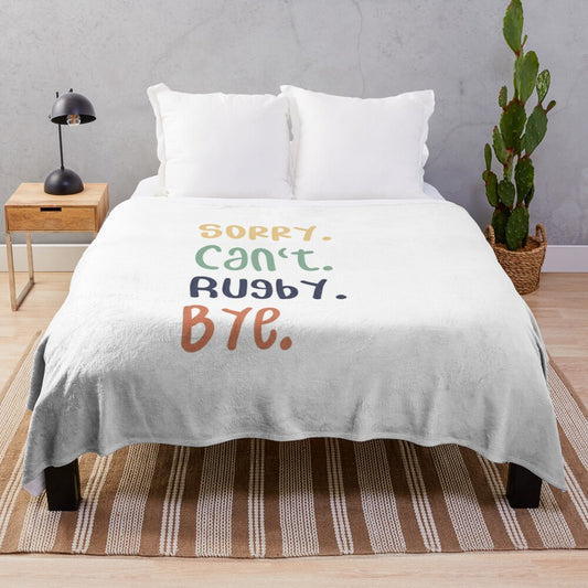 Plush rugby-themed blanket for passionate rugby lovers