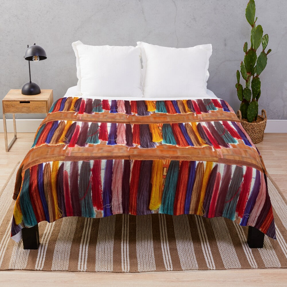 Peruvian Colors Plush Blanket with Vibrant Andes Mountain Designs