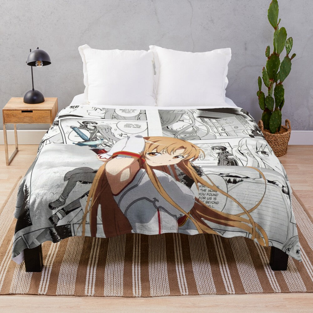 Asuna Inspired Plush Blanket - Soft Anime Themed Throw Pillow for Home Decor