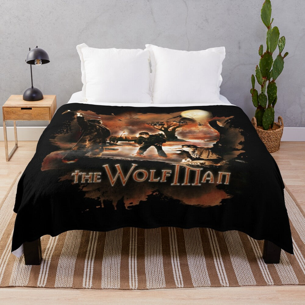 Wolfman-inspired plush blanket with classic monster design