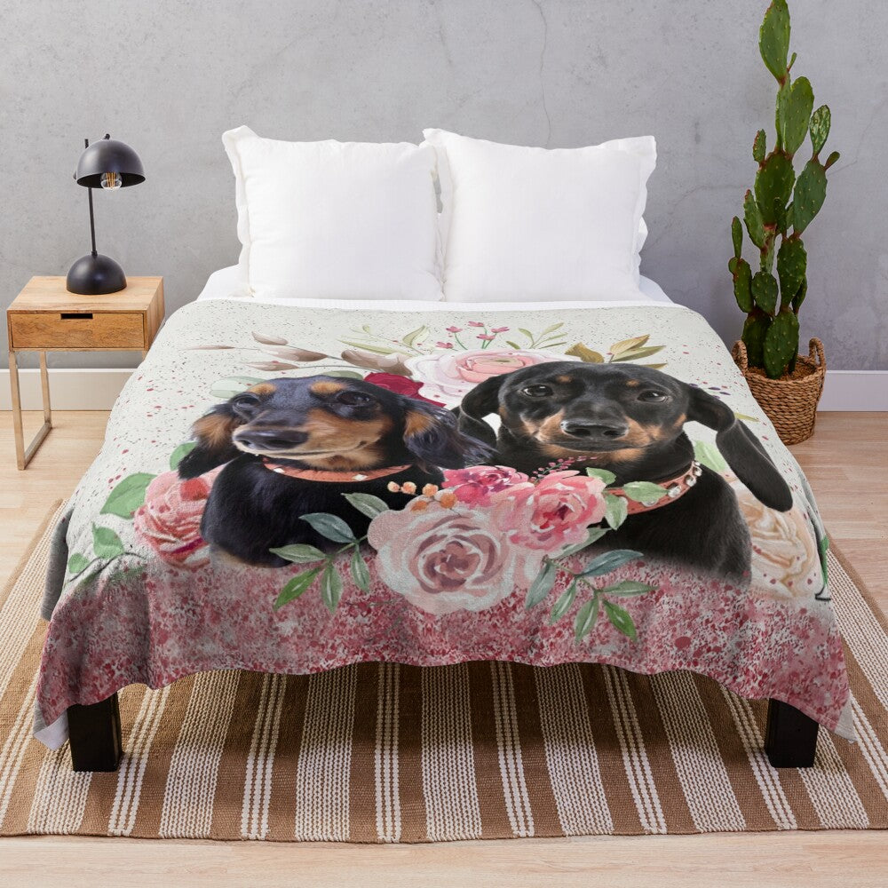 Adorable dachshund plush blanket