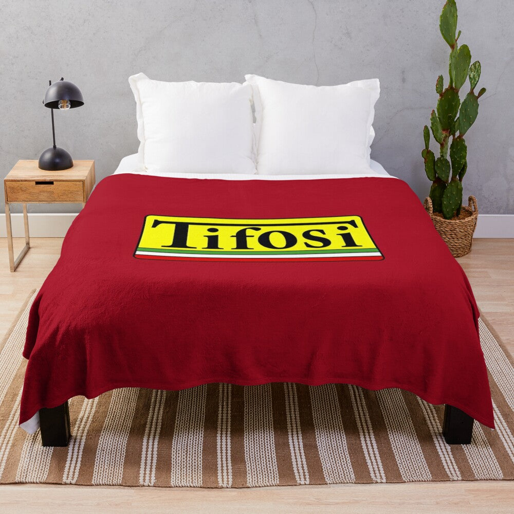 Italian flag plush blanket with Ferrari-inspired design